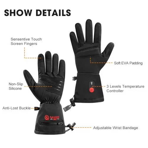 Savior Thunder Beheizbarer Finger Handschuh SHGS18 - schwarz